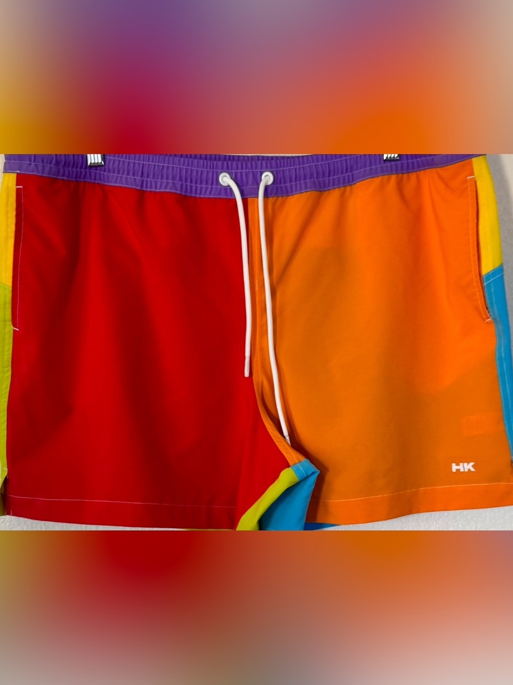 Humankind Rainbow Colorblock Swim Trunks XL NWOT | Pride Festival Board Shorts
